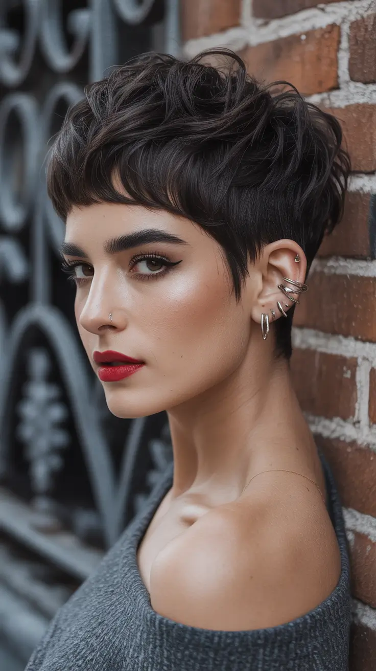 Chic Pixie Haircuts Winter 2025-2026 Inspiration Textured Espresso Pixie