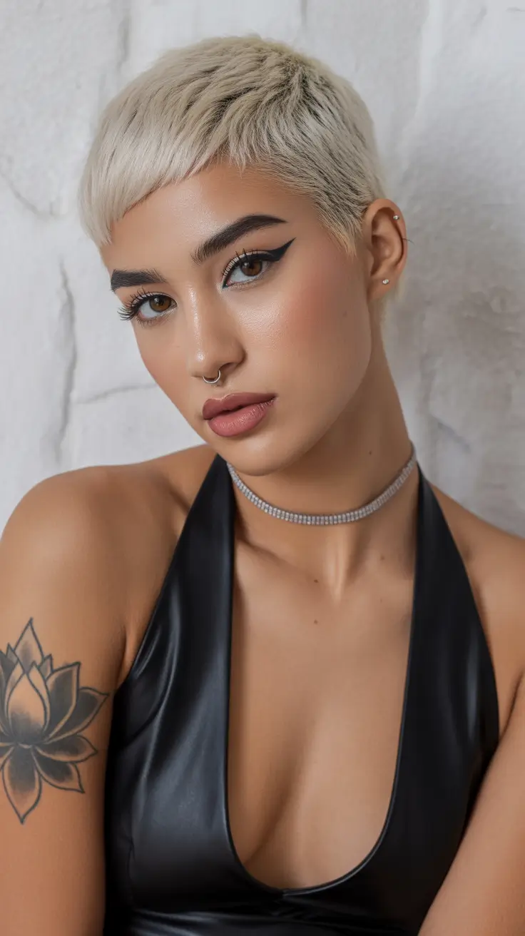 Chic Pixie Haircuts Winter 2025-2026 Inspiration Frosted Platinum Pixie