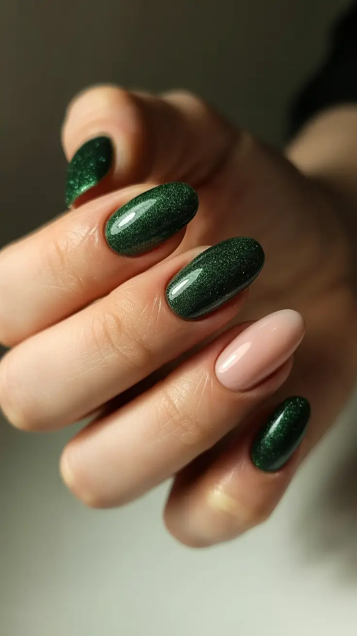 chic winter nail ideas 2025-2026 evergreen elegance