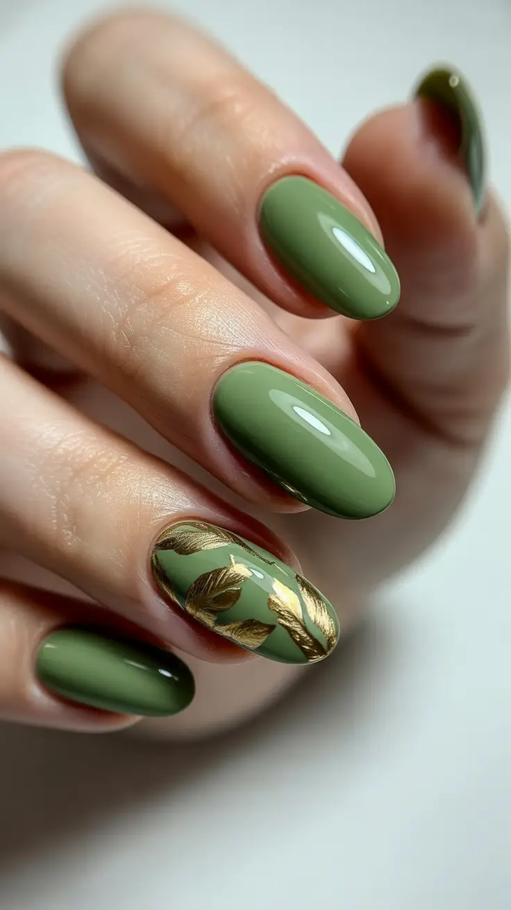 chic winter nail ideas 2025-2026 golden olive luxe