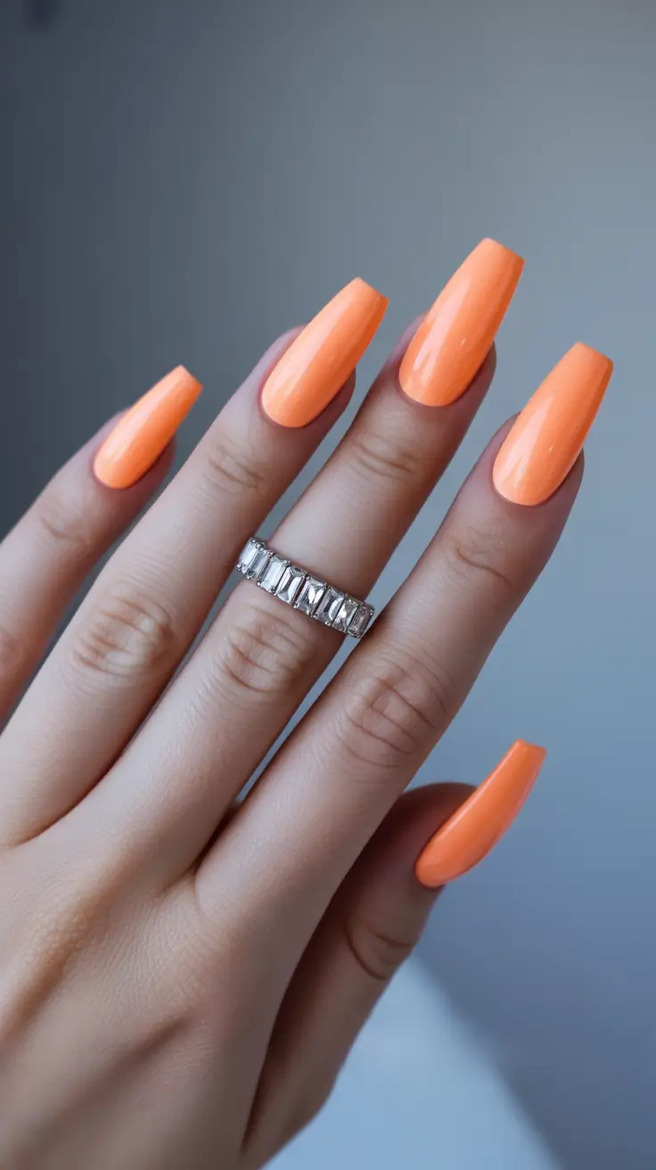 classy winter nails 2025 Tangerine Glow