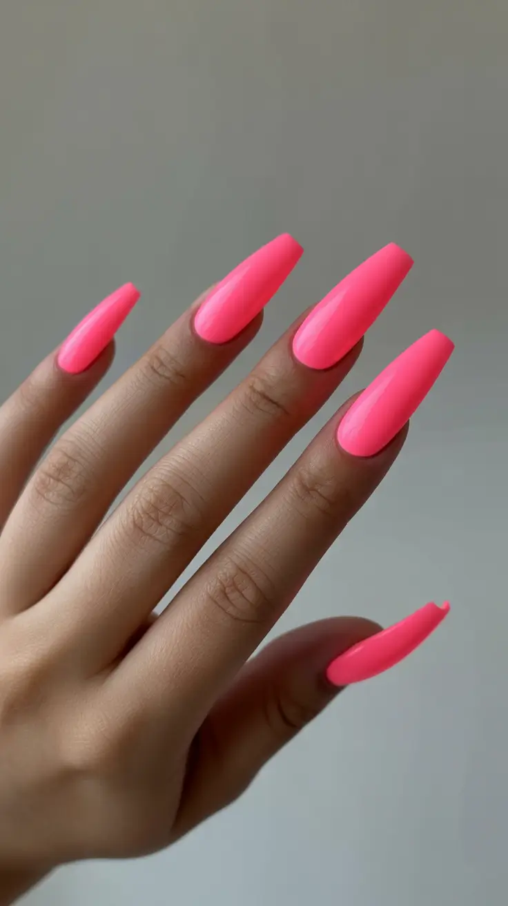 classy winter nails 2025 Neon Snowflake Pink