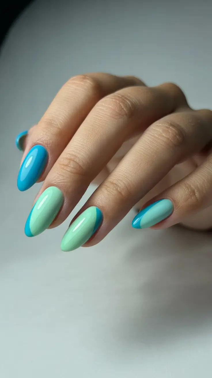 classy winter nails 2025 Mint & Ocean Duo