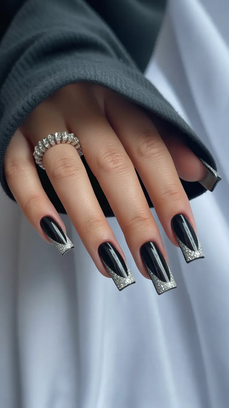 classy winter nails 2025 Diamond Noir