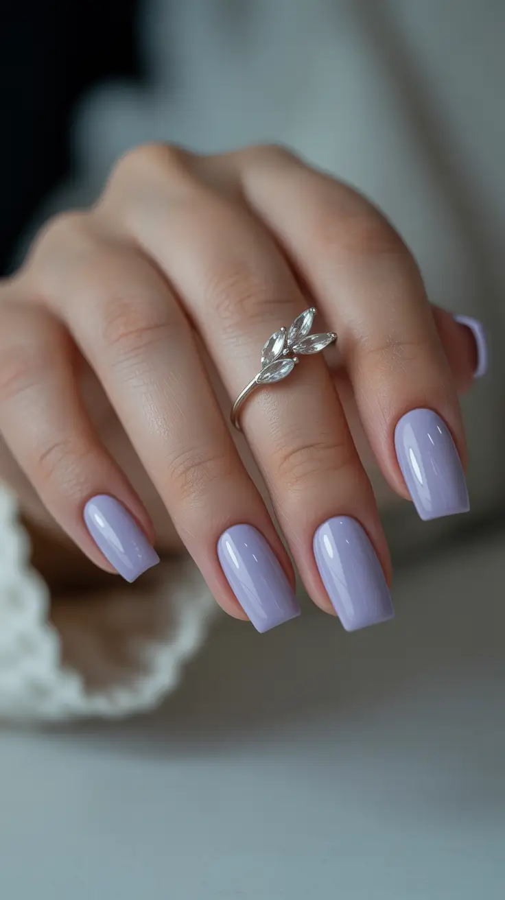 classy winter nails 2025 Lavender Snow