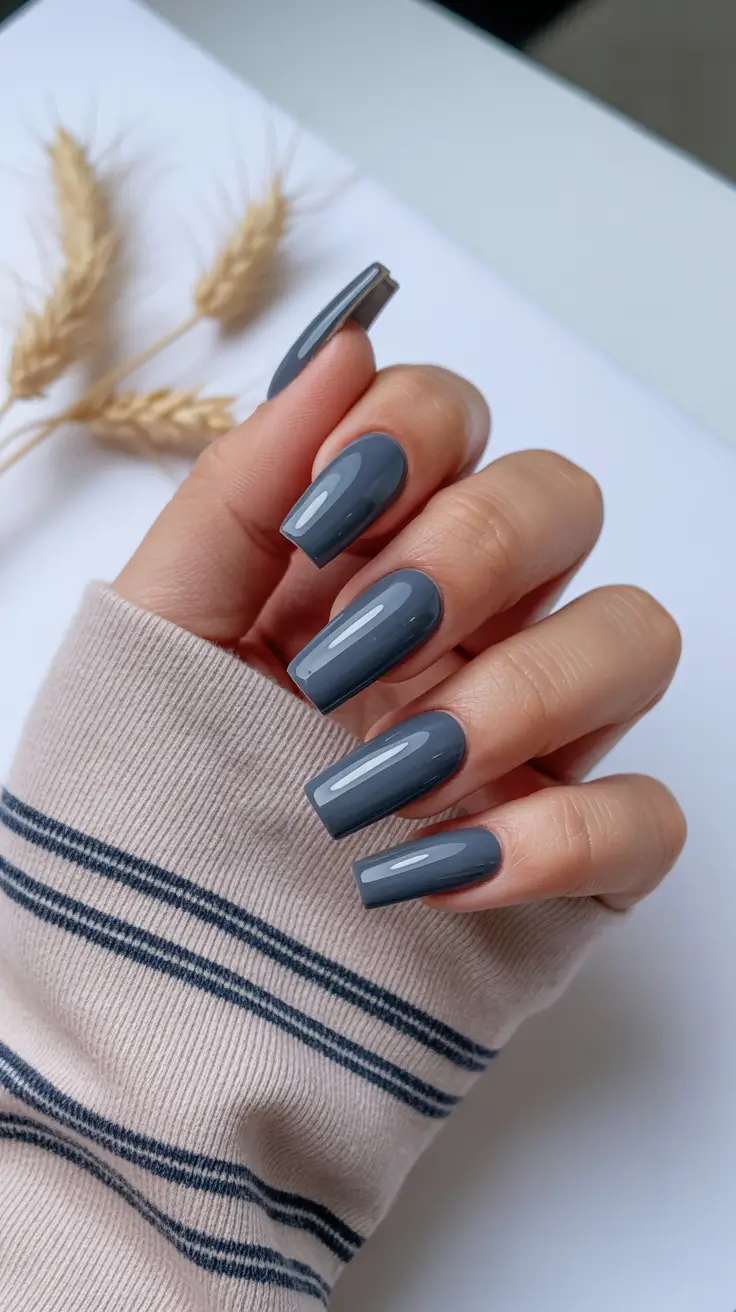 classy winter nails 2025 Steel Gray Serenity