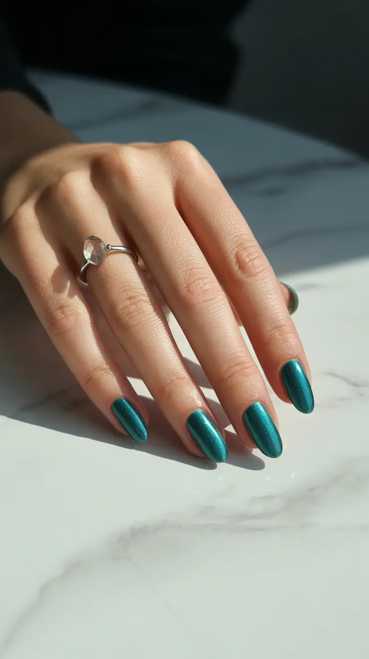 classy winter nails 2025 Emerald Shine for Frosty Days