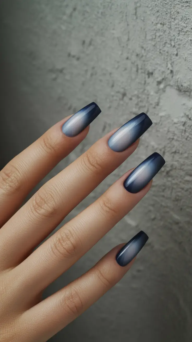 Coffin Nails and Color Ideas: Winter 2025-2026 Midnight Smoke Ombre