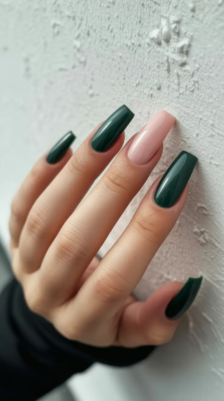 Coffin Nails and Color Ideas: Winter 2025-2026 Forest and Blush Harmony