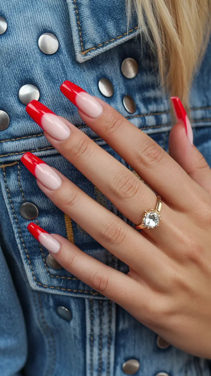 Coffin Nails and Color Ideas: Winter 2025-2026 Red Velvet French