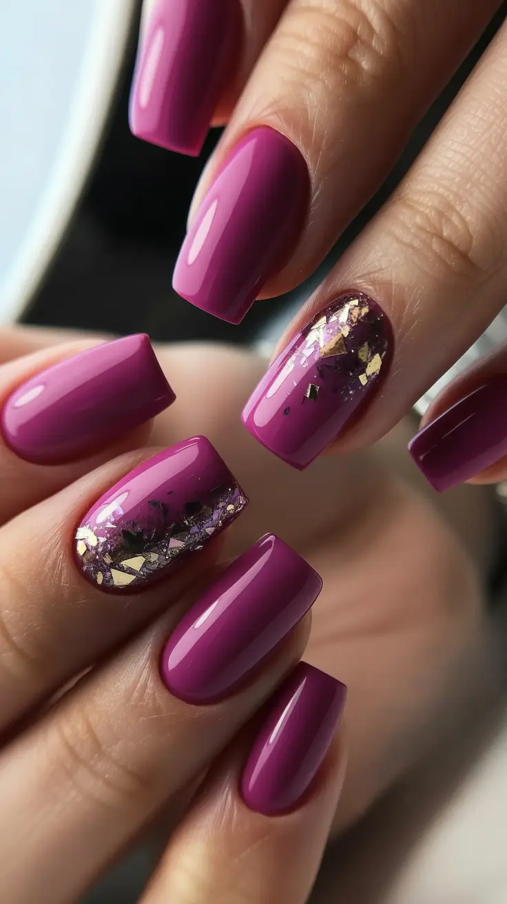 Color Trends for Winter Manicure 2025–2026 Plum & Gold Majesty