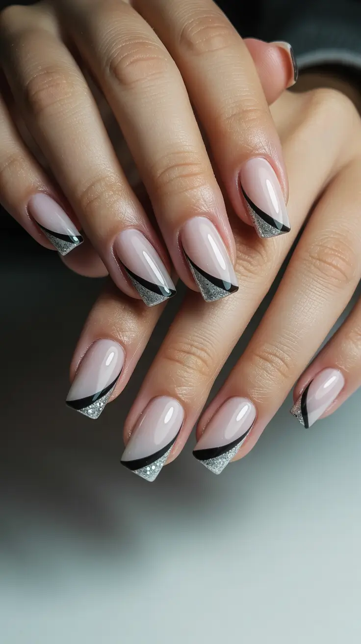 Color Trends for Winter Manicure 2025–2026 Silver Noir French
