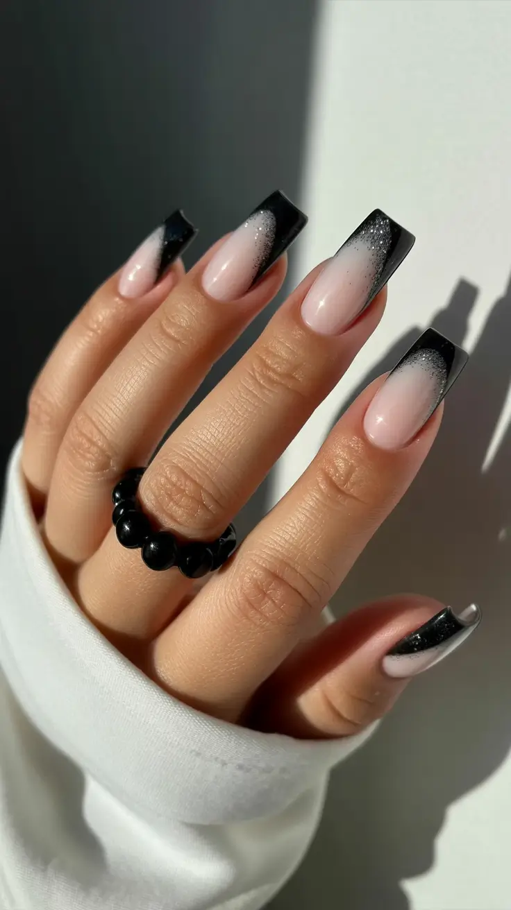 Color Trends for Winter Manicure 2025–2026 Black Ice French