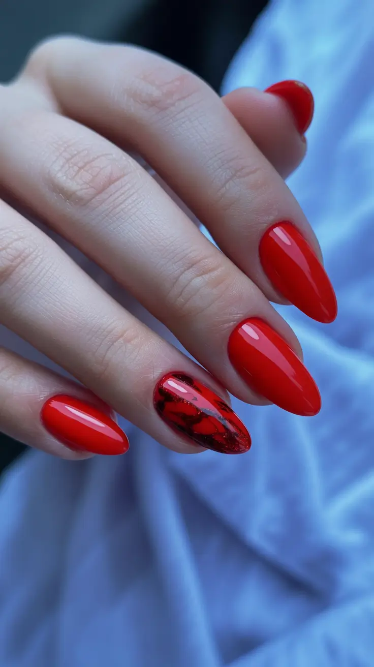 Color Trends for Winter Manicure 2025–2026 Crimson Marble Drama
