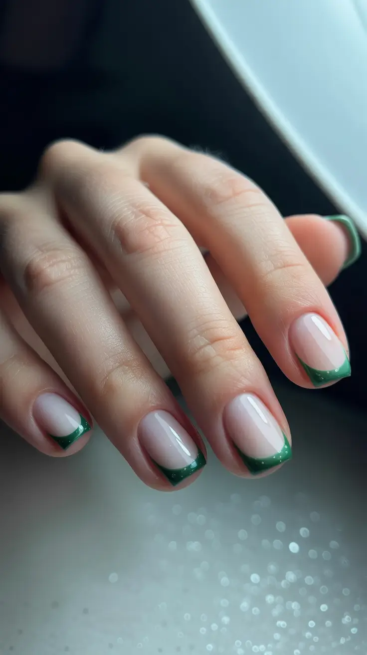 Color Trends for Winter Manicure 2025–2026 Emerald French Tips