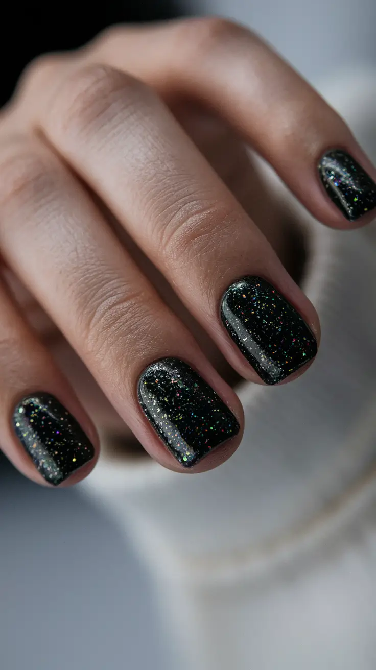 november glitter nails designs Starry Night Black