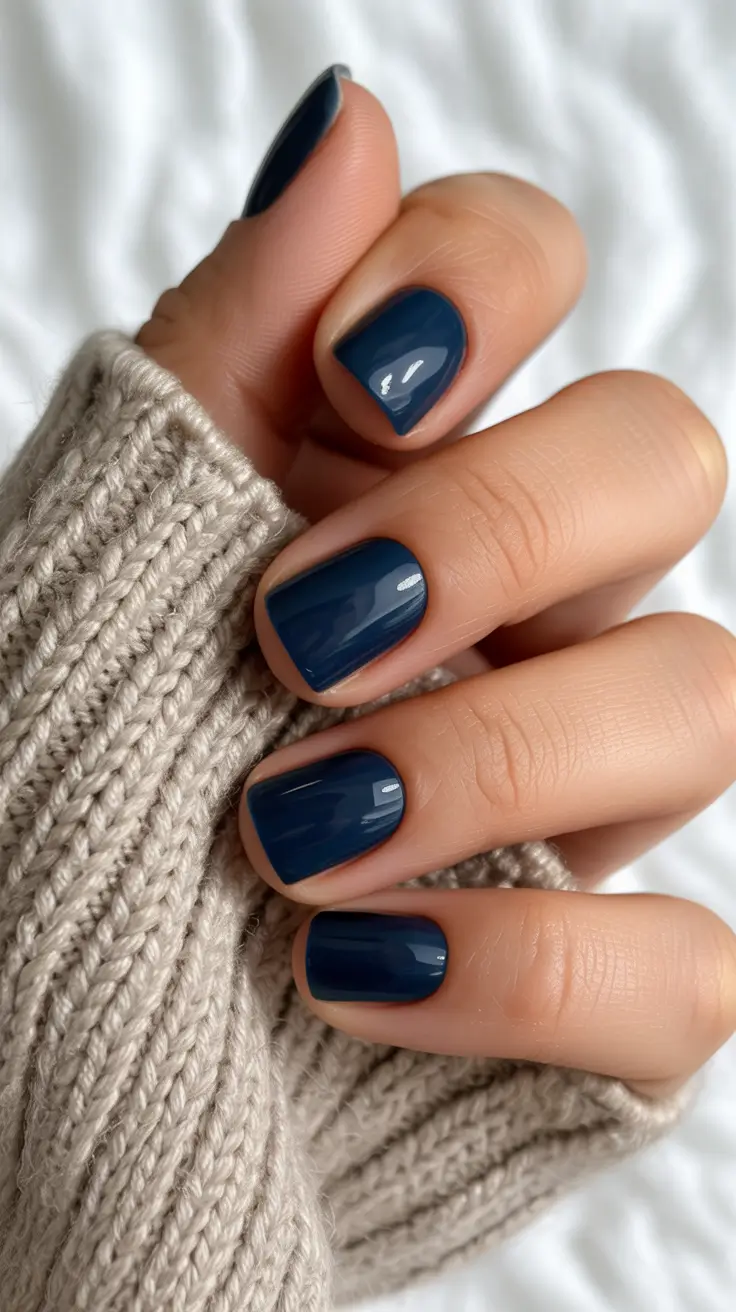 Cute Dip Nails Winter 2025–2026 Cozy Navy Minimal