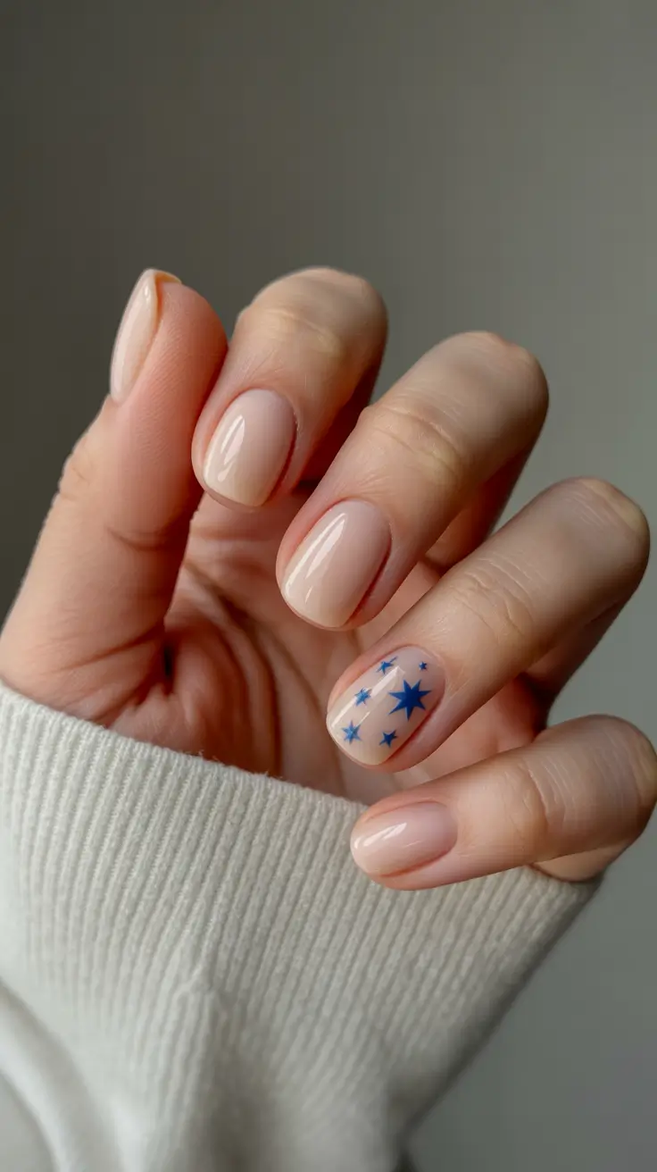 Cute Dip Nails Winter 2025–2026 Starlit Nude