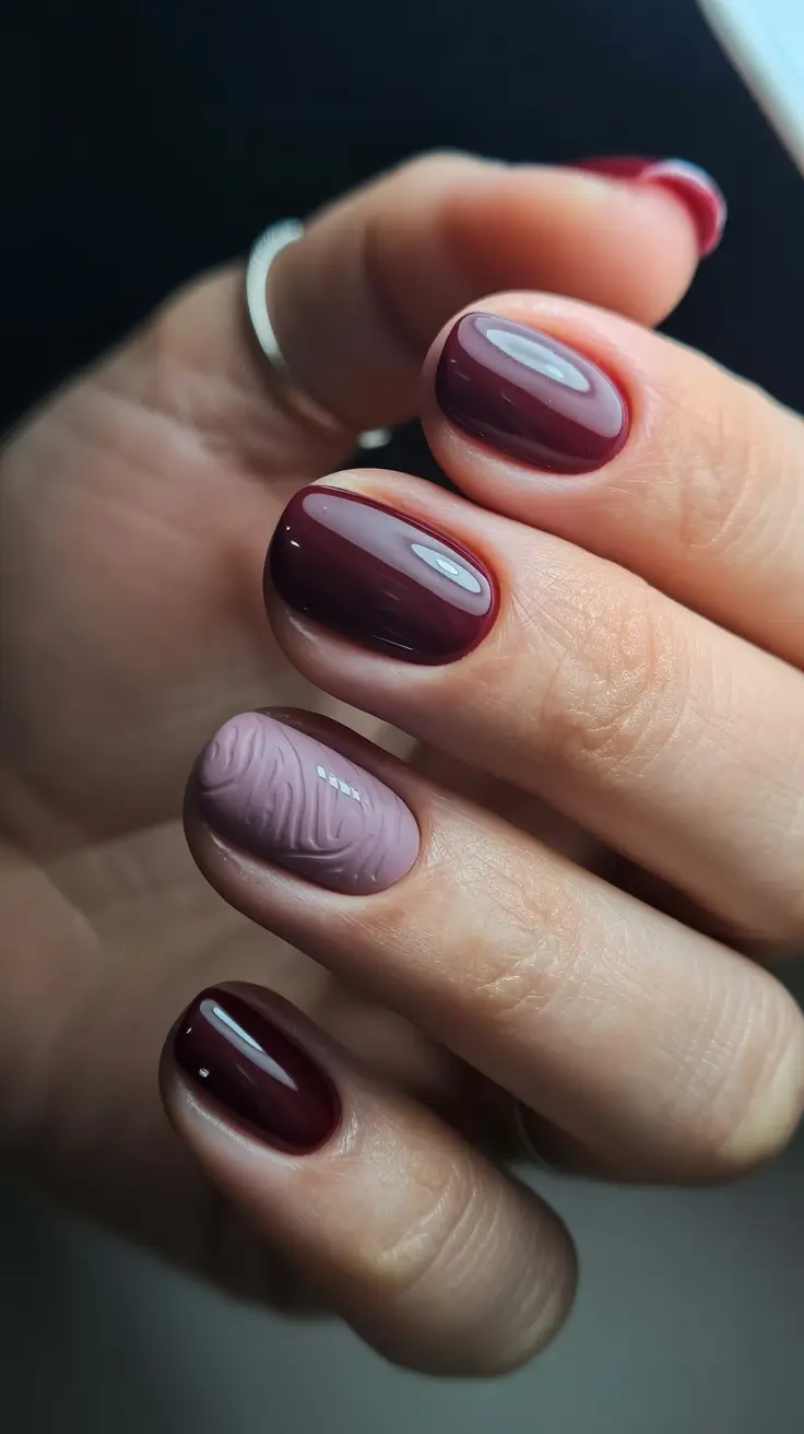 Cute Dip Nails Winter 2025–2026 Mulberry Knit