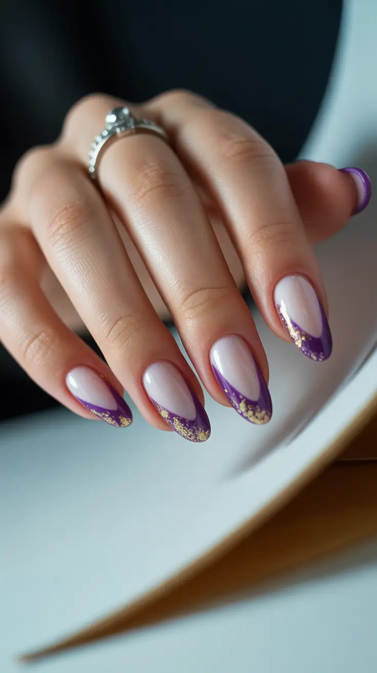 Cute Dip Nails Winter 2025–2026 Royal Violet French