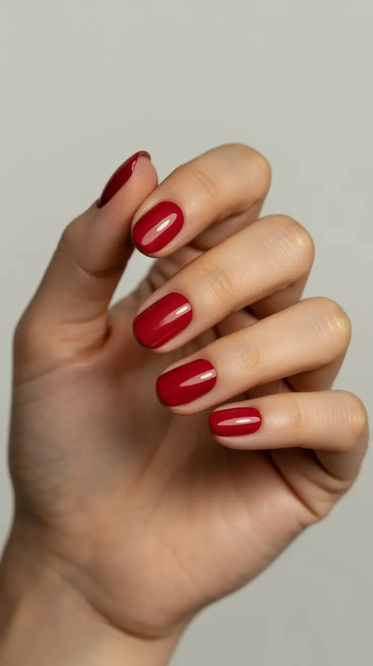 Cute Dip Nails Winter 2025–2026 Classic Scarlet Chic