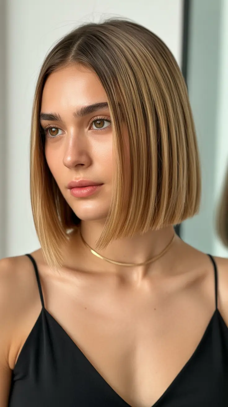 Cute winter hairstyles for short hair Chic Straight Bob with a Modern Edge