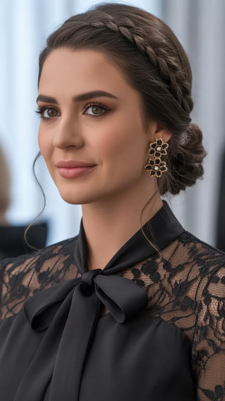 Cute winter hairstyles for school updo Romantic Braided Crown Updo