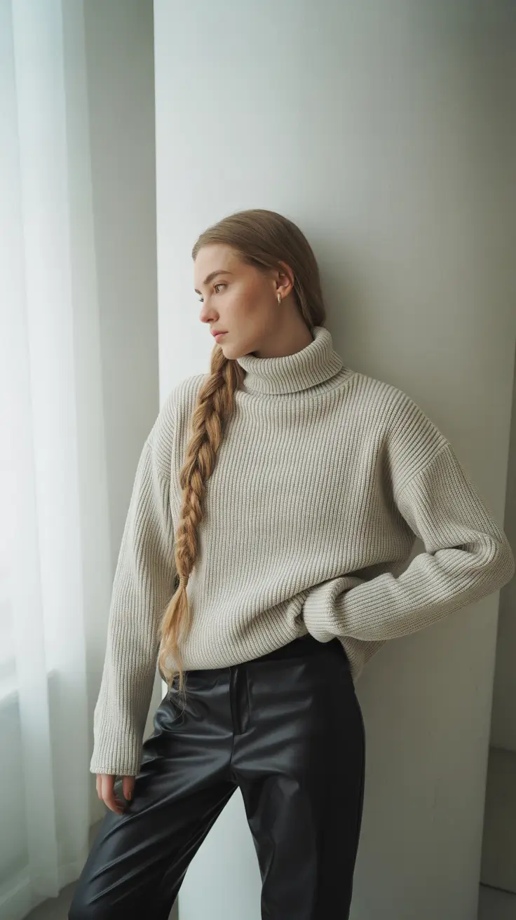 Cute winter hairstyles for long hair Classic Long Braid with Cozy Simplicity