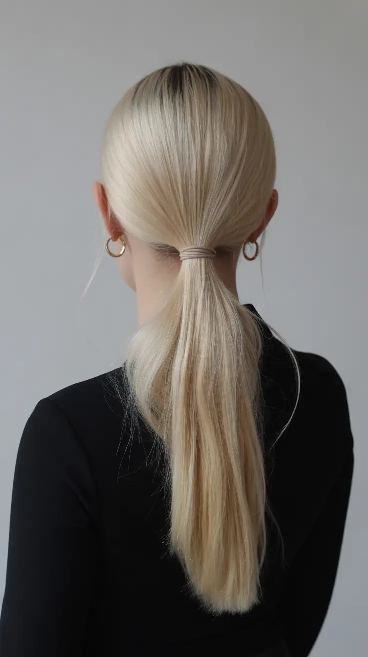 Cute winter hairstyles for medium hair Low Sleek Ponytail with Minimalist Finish