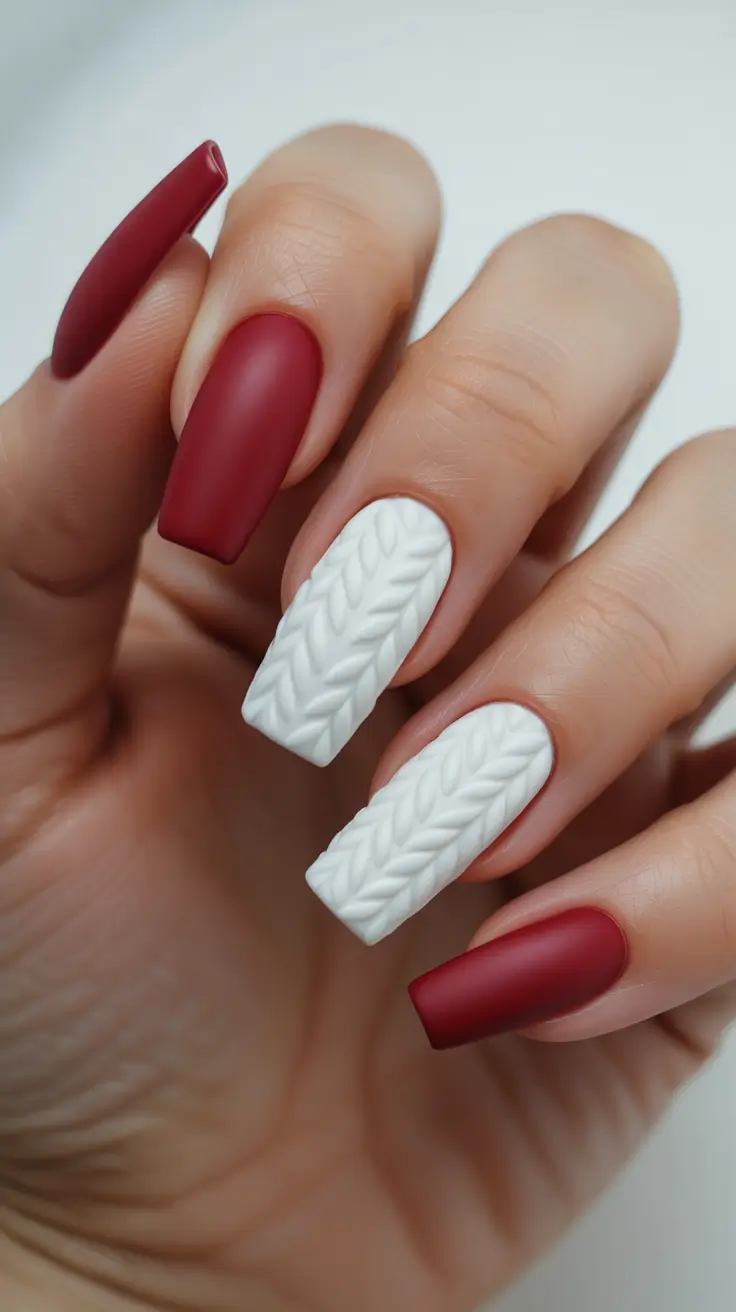 Cute Sweater Nails Winter 2025-2026 Crimson & Ivory Knits