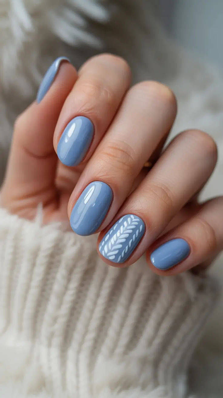 Cute Sweater Nails Winter 2025-2026 Blueberry Frost Knit