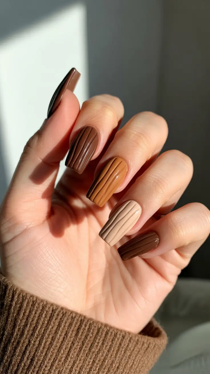 Cute Sweater Nails Winter 2025-2026 Caramel Knit Delight
