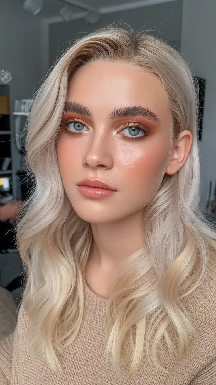 cute winter haircuts ideas 2025 2026 Platinum Pearl Waves