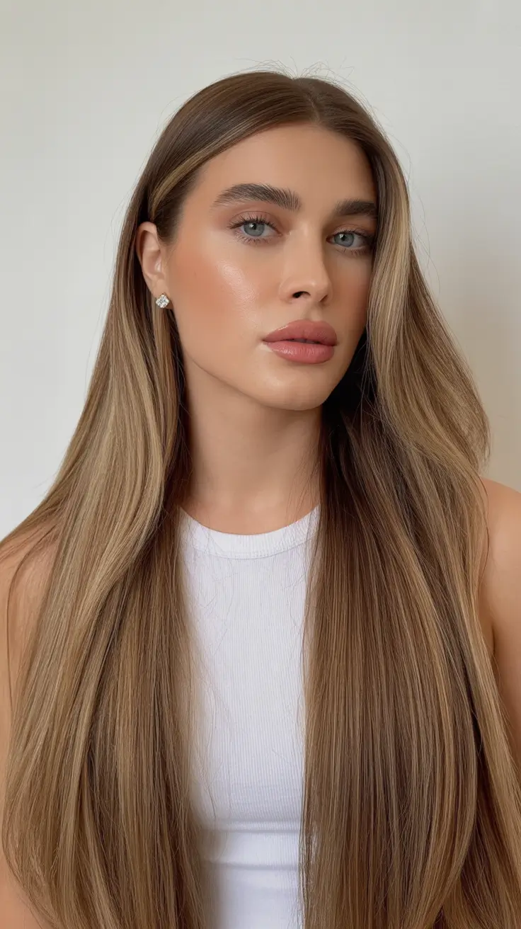 cute winter haircuts ideas 2025 2026 Ultra-Long Butter Brunette