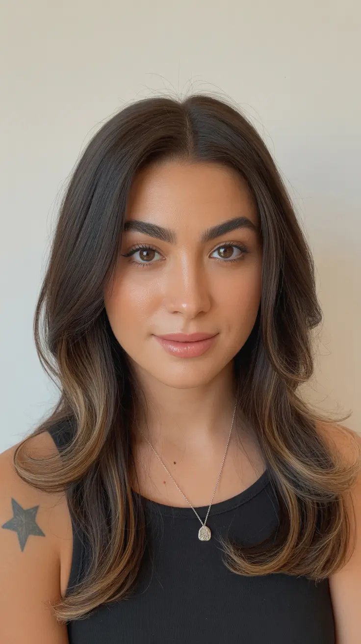 cute winter haircuts ideas 2025 2026 Soft Balayage with Subtle Dimension