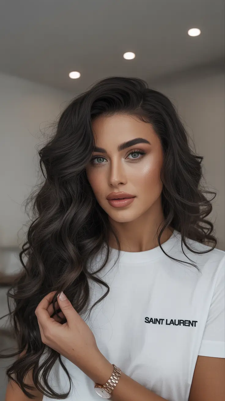 cute winter haircuts ideas 2025 2026 Voluminous Curls with Movie-Star Shine