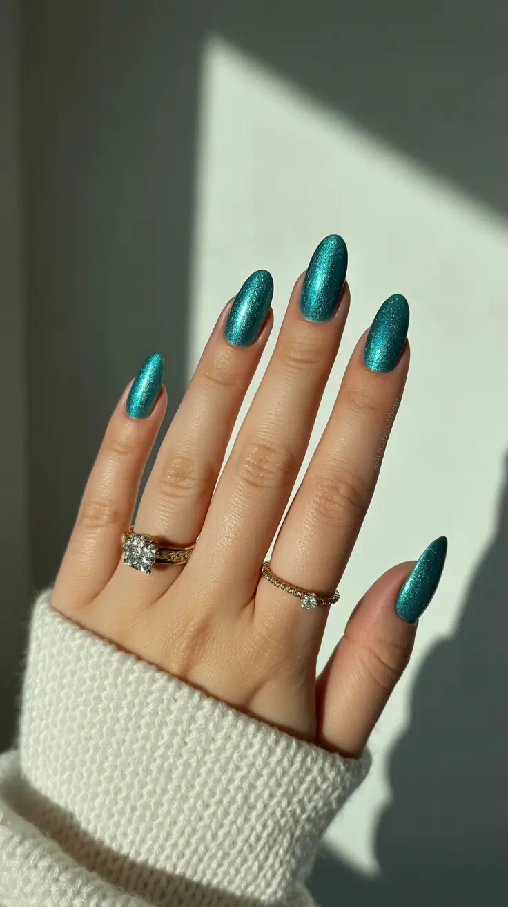 Cute Winter Manicure 2025–2026 Frozen Emerald Glow