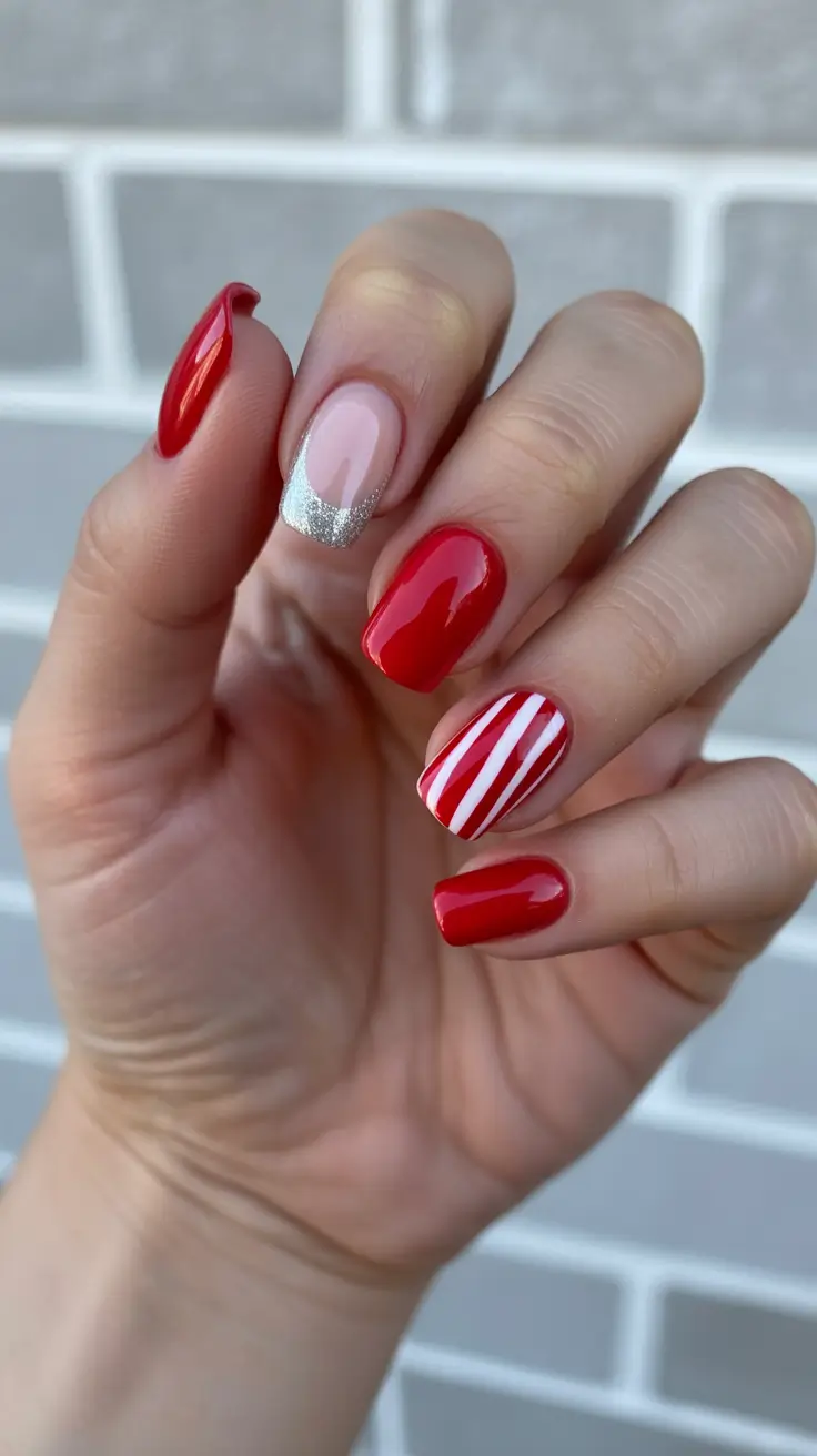 Cute Winter Manicure 2025–2026 Peppermint Twist