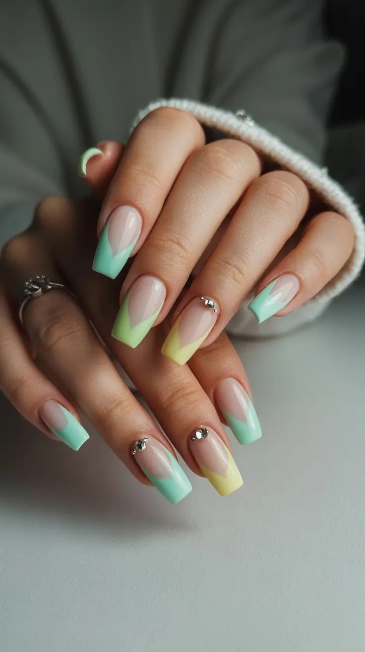 Cute Winter Manicure 2025–2026 Mint Glow French