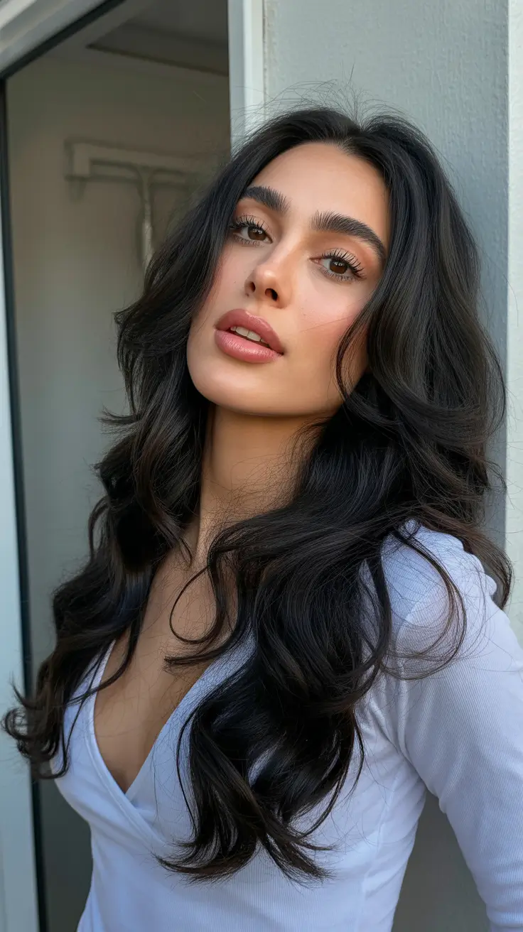 dark winter hair color chocolate brown soft glam waves