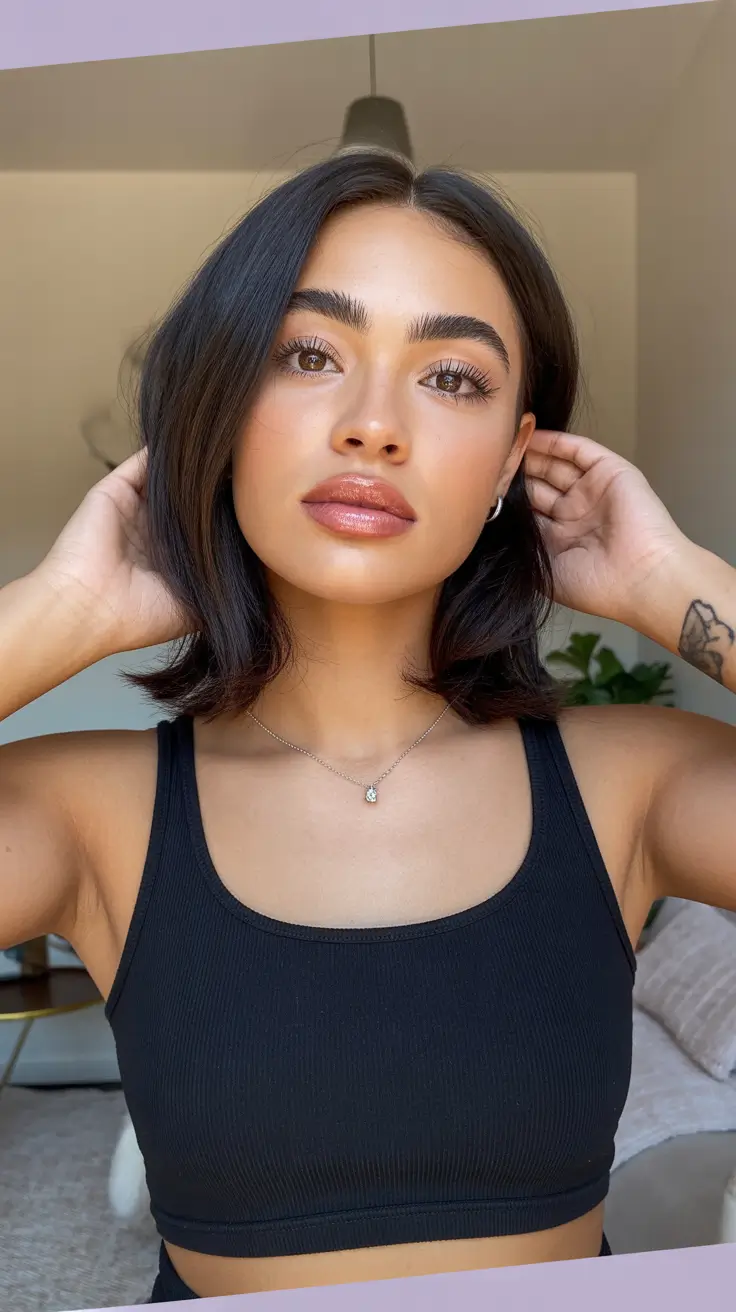 dark winter hair color brunette short and chic espresso bob