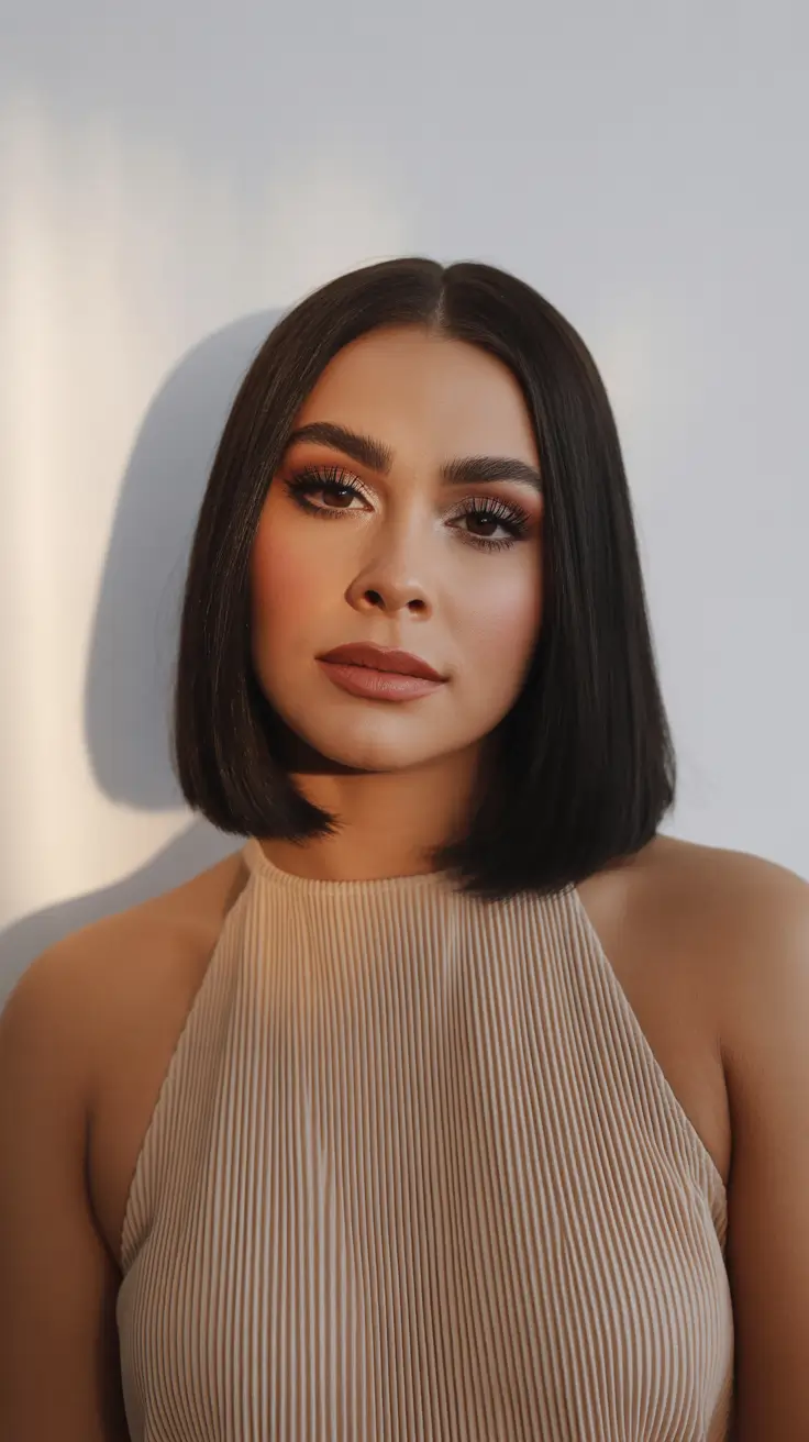 dark winter hair color ideas brunette Polished Espresso Bob