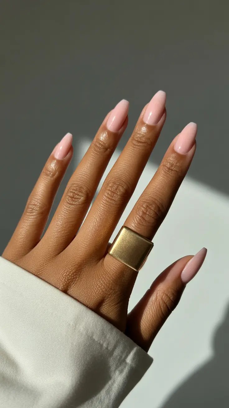 simple winter nails dark skin Soft Blush Aura