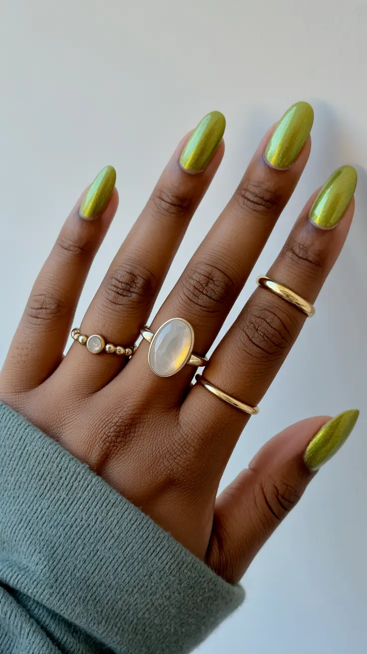 winter nails dark skin tone Lime Sheen