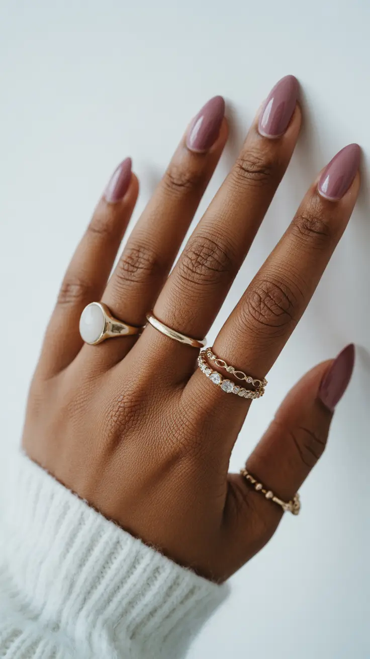 winter nails dark skin colour Smoky Mauve Calm