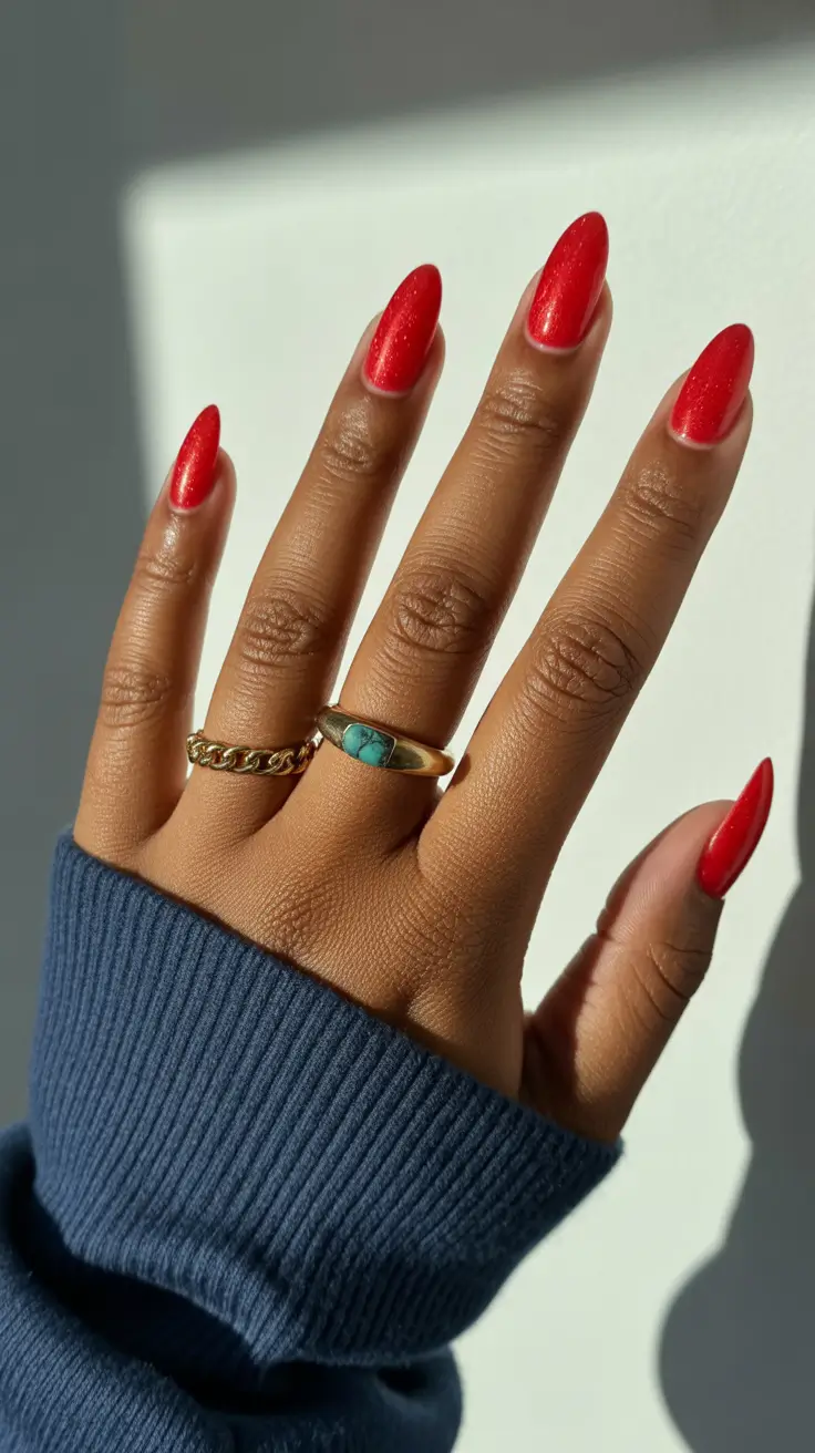 winter nails 2025 on dark skin Cherry Ember