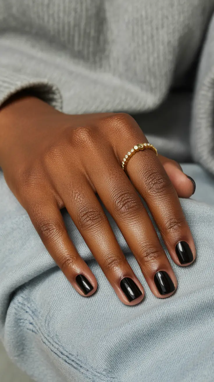 winter nails dark skin short Onyx Calm