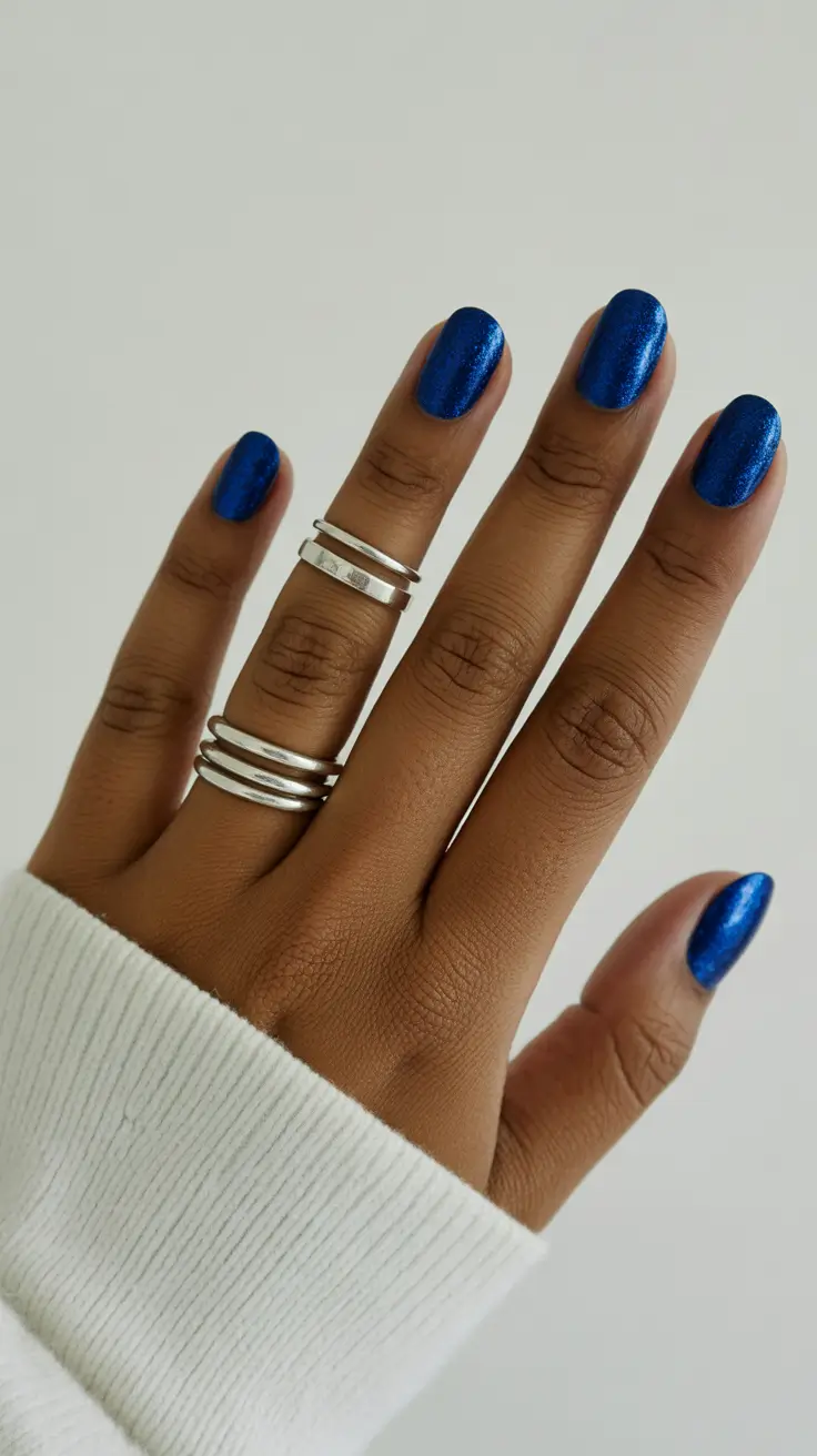 winter nails 2025 on dark skin Cobalt Spark