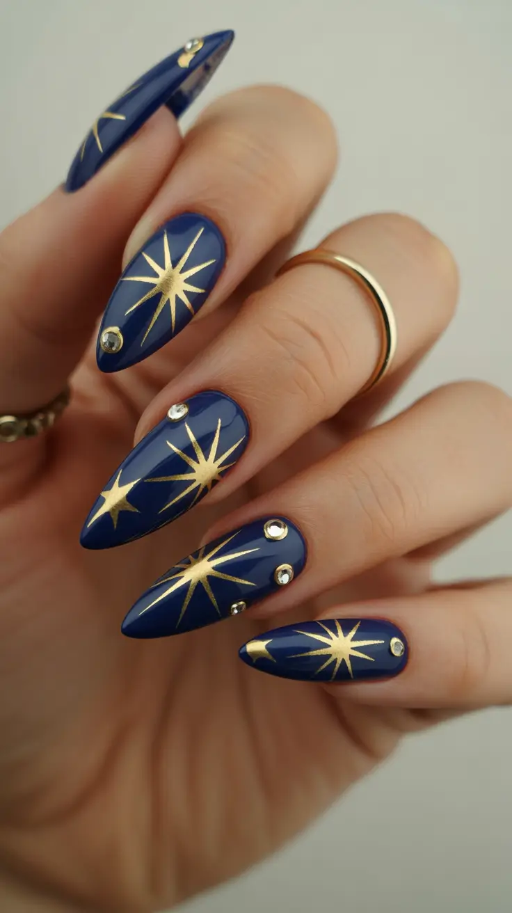 dark winter nail colors 2025 Starlit Midnight