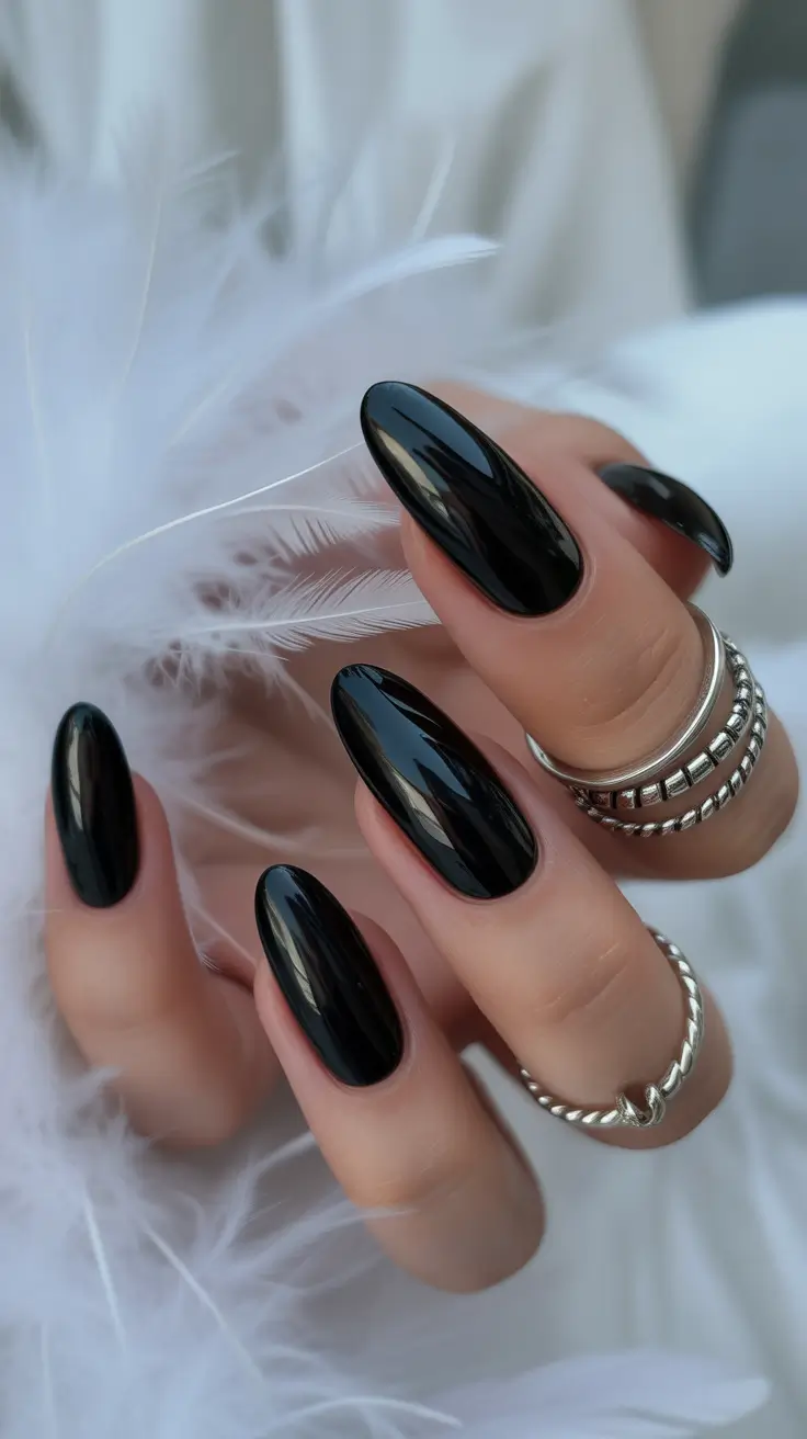 dark winter nail colors 2025 Midnight Onyx Elegance